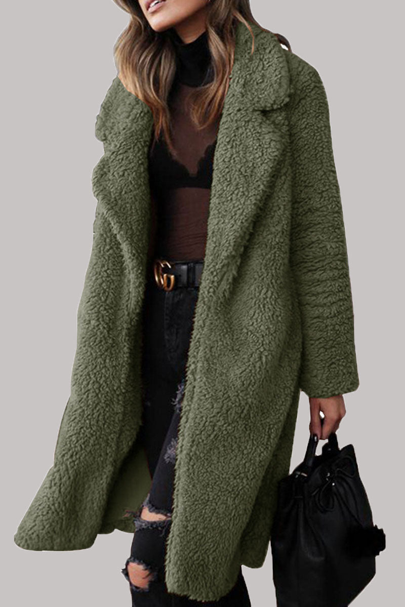 Fashion Street Classic Solid Draw String Turndown Collar Outerwear(6 Colors)