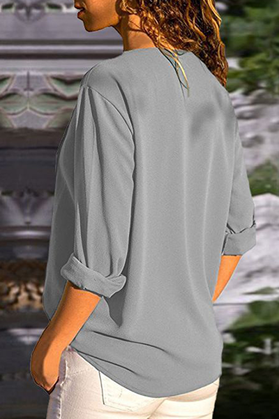 Elegant en stijlvol klassiek effen gesp schuine kraag tops (7 kleuren)