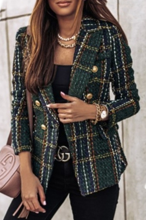 Prendas de abrigo con cuello vuelto y hebilla de retales con estampado informal y elegante (4 colores)