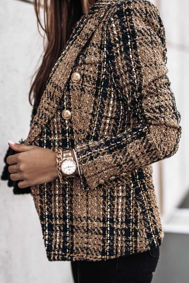 Casual & Stylish Print Patchwork Buckle Turn-back Collar Outerwear(4 Colors)