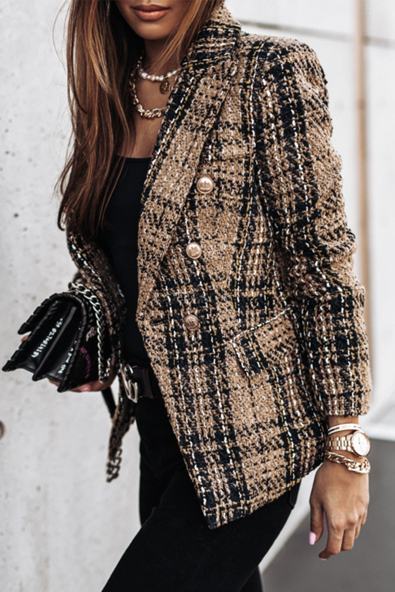 Casual & Stylish Print Patchwork Buckle Turn-back Collar Outerwear(4 Colors)