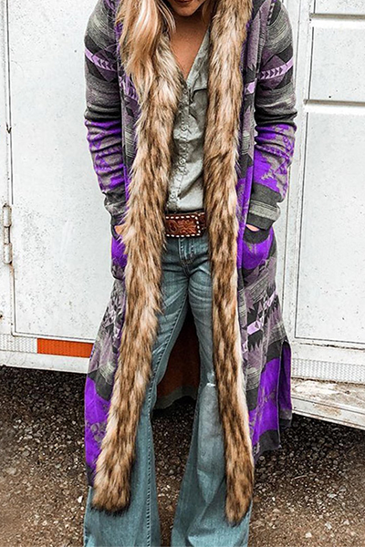 Casual Street Print Patchwork Pocket Hooded Collar Outerwear - A Must-Have Addition