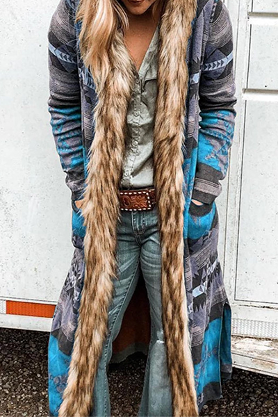 Casual Street Print Patchwork Pocket Hooded Collar Outerwear - A Must-Have Addition