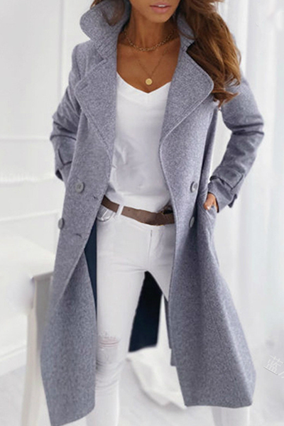 Casual elegante effen patchwork gesp met kraag en kraag - een must-have toevoeging