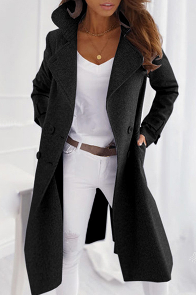 Casual Elegant Solid Patchwork Buckle Turndown Collar Outerwear - A Must-Have Addition