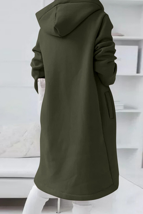 Ropa de abrigo con cuello con capucha y cremallera con cordón sólido clásico informal y elegante (8 colores)