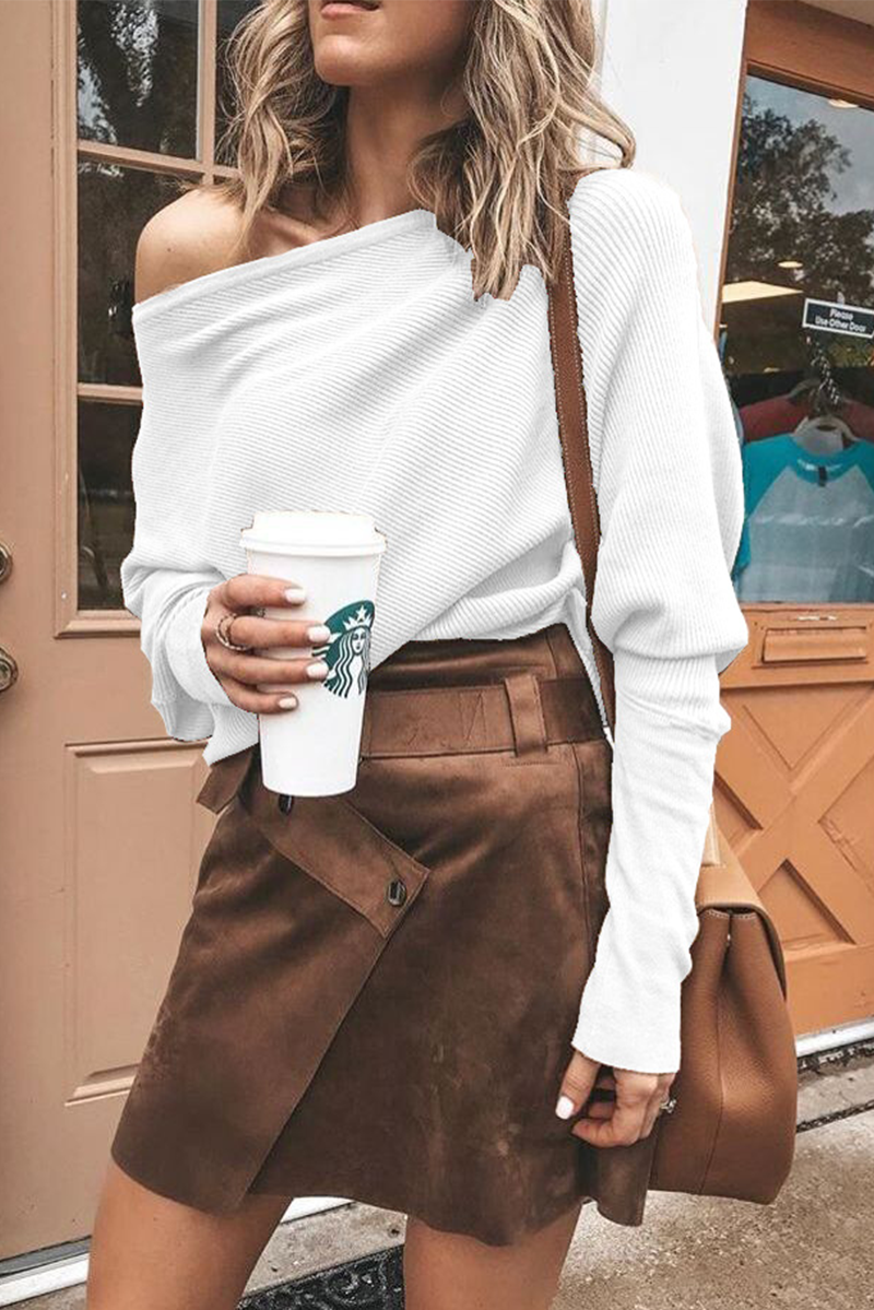 Casual & Stylish Classic Solid Patchwork One Shoulder Tops(6 Colors)