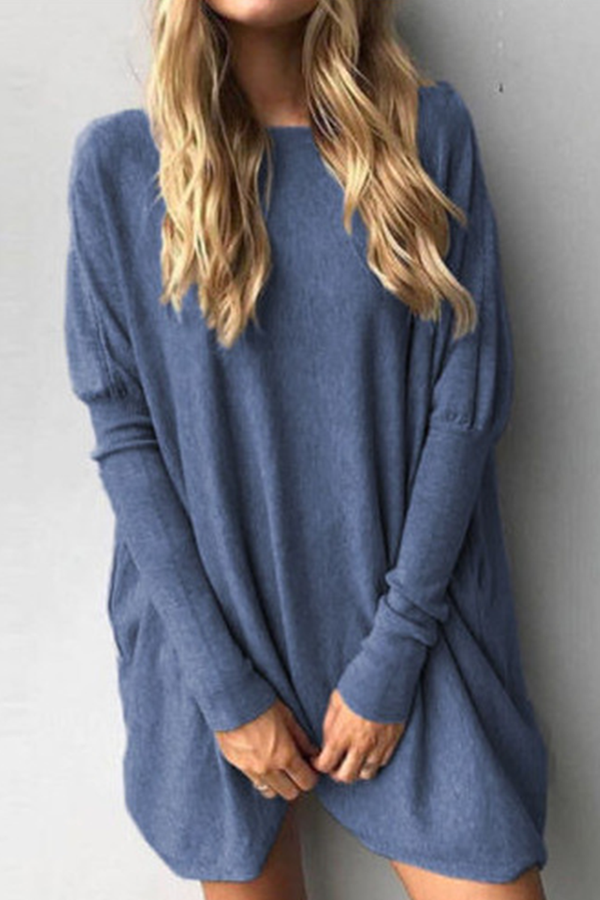 Casual & Stylish Classic Solid Split Joint O Neck Tops(11 Colors)