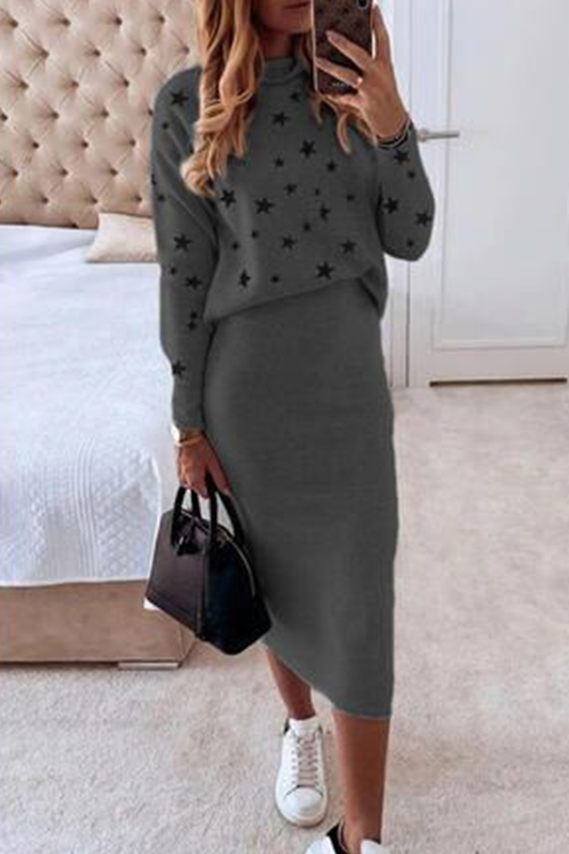 Casual en stijlvol The Stars O-hals, twee stukken met lange mouwen (4 kleuren)