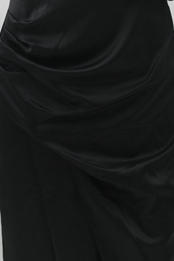 Vestidos de noche con cuello oblicuo, pliegues sólidos, clásicos, elegantes y con estilo (5 colores)