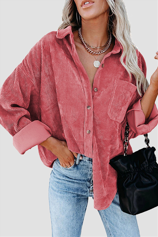 Casual en stijlvolle straat klassieke effen gesp kraag tops (16 kleuren)