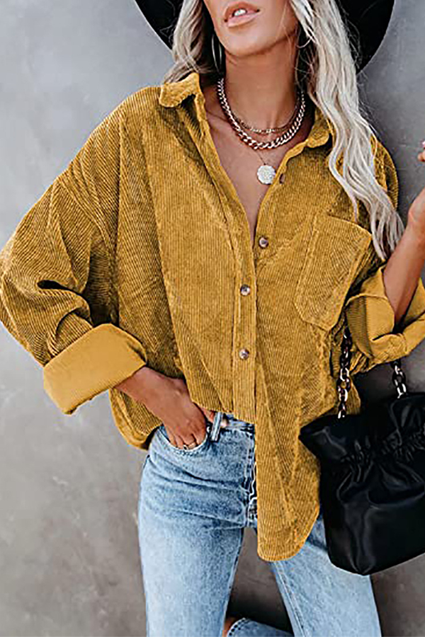 Casual en stijlvolle straat klassieke effen gesp kraag tops (16 kleuren)