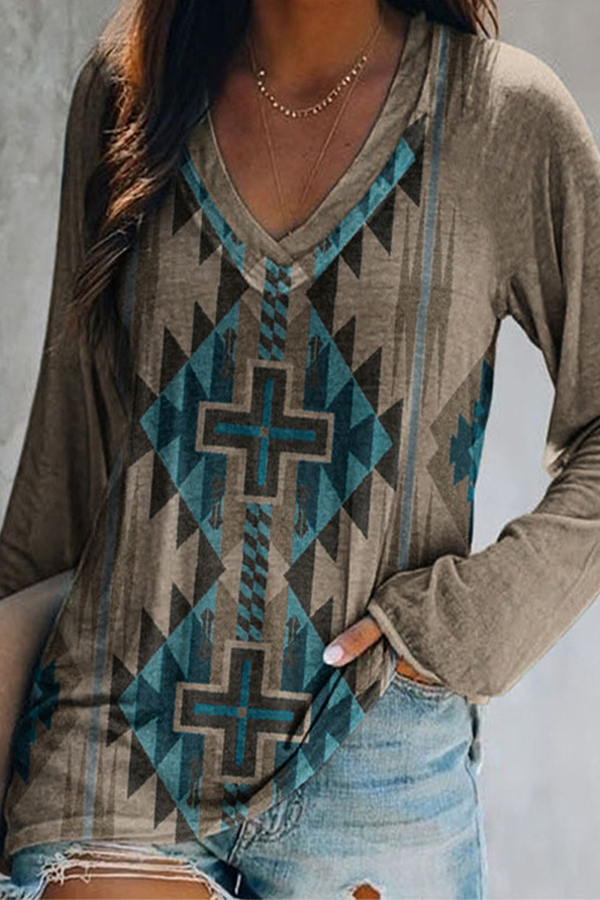 Casual en stijlvolle print Basic V-hals tops (8 kleuren)