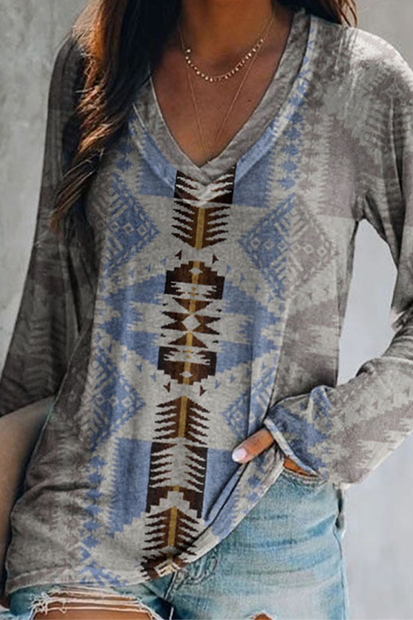 Casual en stijlvolle print Basic V-hals tops (8 kleuren)