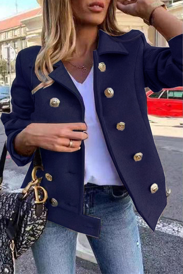 Casual & Stylish Classic Solid Patchwork Buckle Turndown Collar Outerwear(4 Colors)