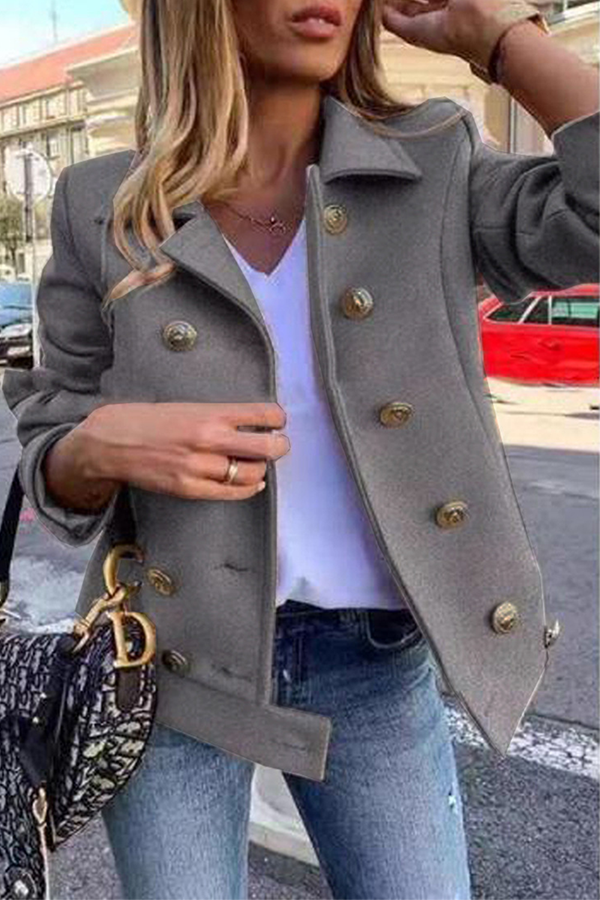 Casual & Stylish Classic Solid Patchwork Buckle Turndown Collar Outerwear(4 Colors)