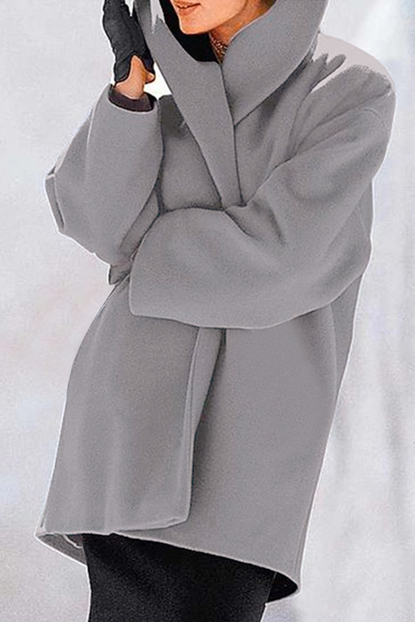 Casual elegante effen patchwork knopen en capuchon kraag bovenkleding - een must-have toevoeging