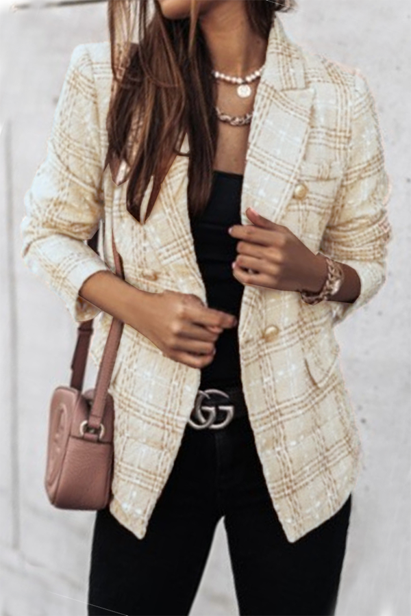 Casual & Stylish Print Patchwork Buckle Turn-back Collar Outerwear(4 Colors)