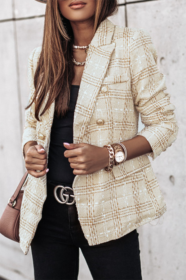 Casual & Stylish Print Patchwork Buckle Turn-back Collar Outerwear(4 Colors)