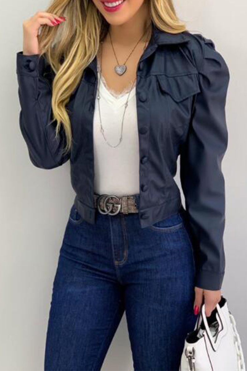 Fashion Street Klassiek Effen Gesp Vouw Kraag Bovenkleding (6 Kleuren)