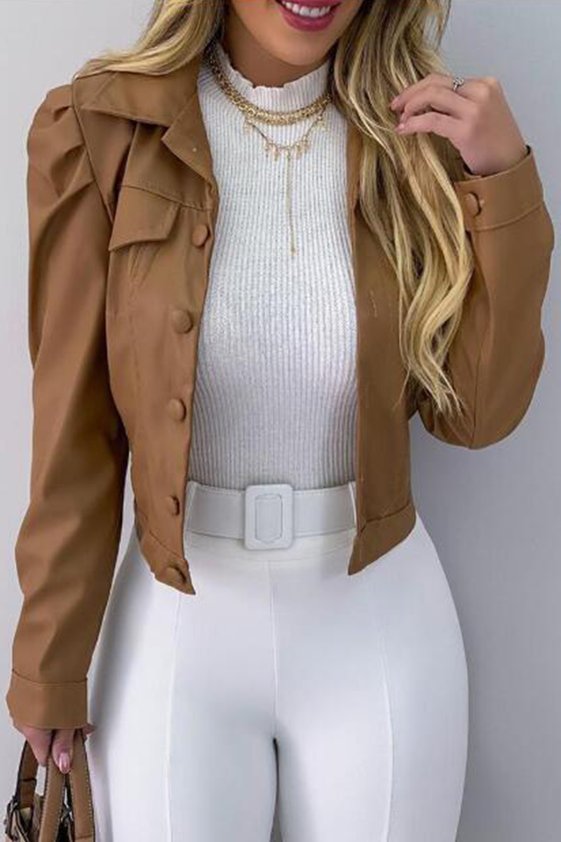 Fashion Street Klassiek Effen Gesp Vouw Kraag Bovenkleding (6 Kleuren)