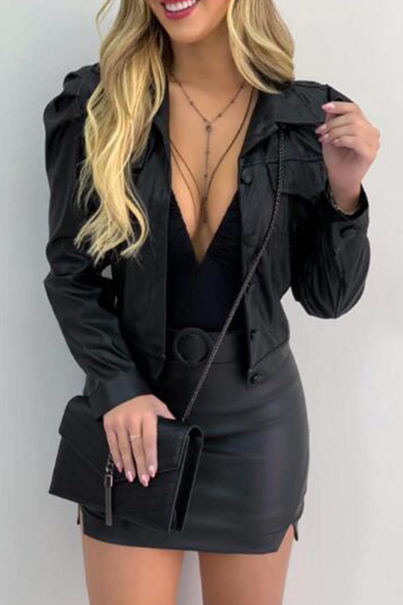 Fashion Street Klassiek Effen Gesp Vouw Kraag Bovenkleding (6 Kleuren)