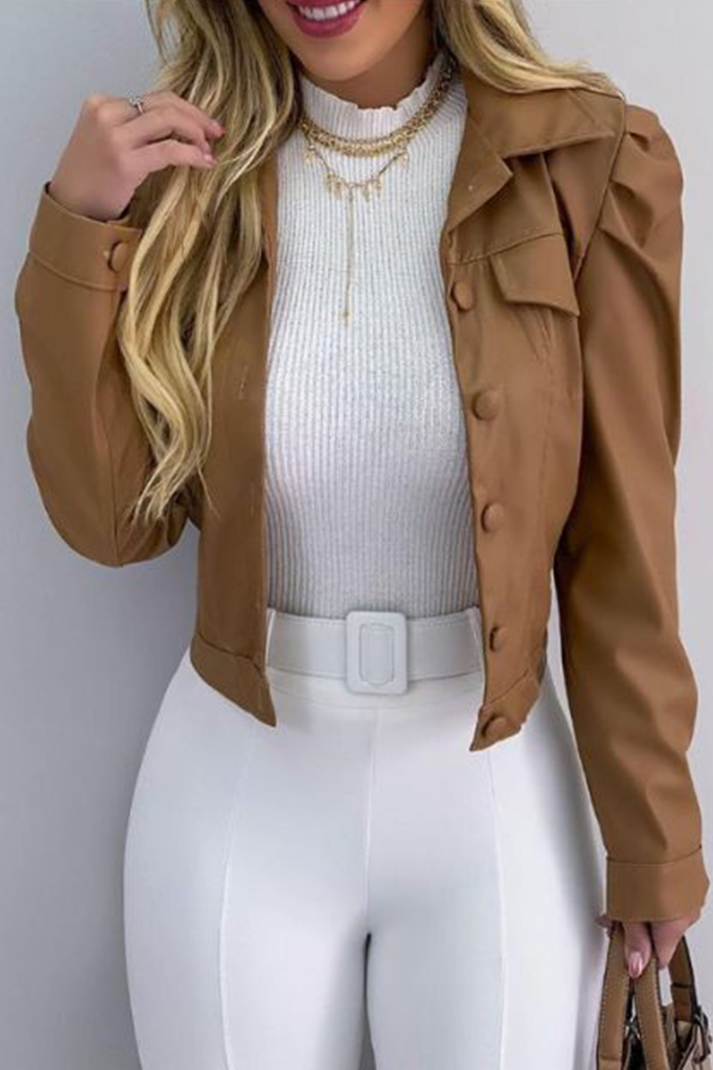 Fashion Street Klassiek Effen Gesp Vouw Kraag Bovenkleding (6 Kleuren)