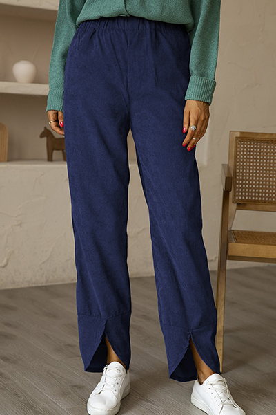 Casual & Stylish Classic Solid Pocket Slit Straight Classic Solid Color Bottoms