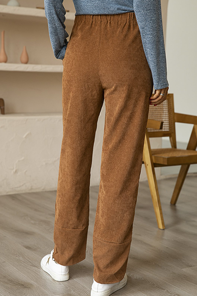 Casual & Stylish Classic Solid Pocket Slit Straight Classic Solid Color Bottoms