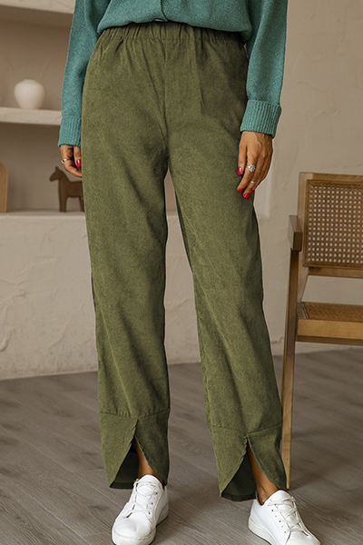 Casual & Stylish Classic Solid Pocket Slit Straight Classic Solid Color Bottoms