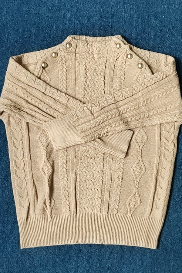 Casual & Stylish Classic Solid Patchwork Buckle Half A Turtleneck Sweaters