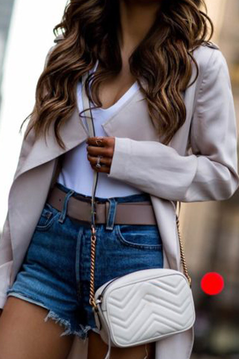 Casual & Stylish Classic Solid Patchwork Turndown Collar Outerwear