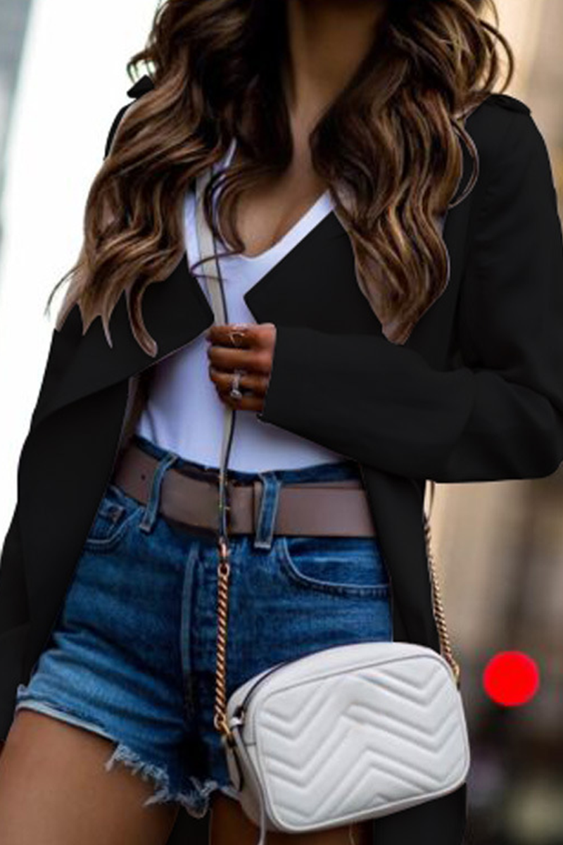 Casual & Stylish Classic Solid Patchwork Turndown Collar Outerwear