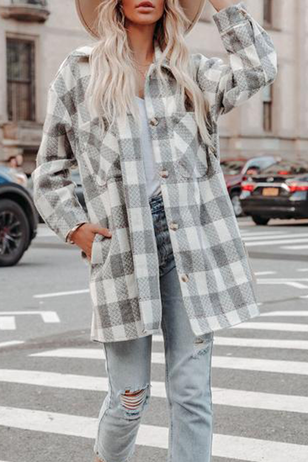 Casual en stijlvol Elegante en stijlvolle bovenkleding met geruite zak en gesp en kraag