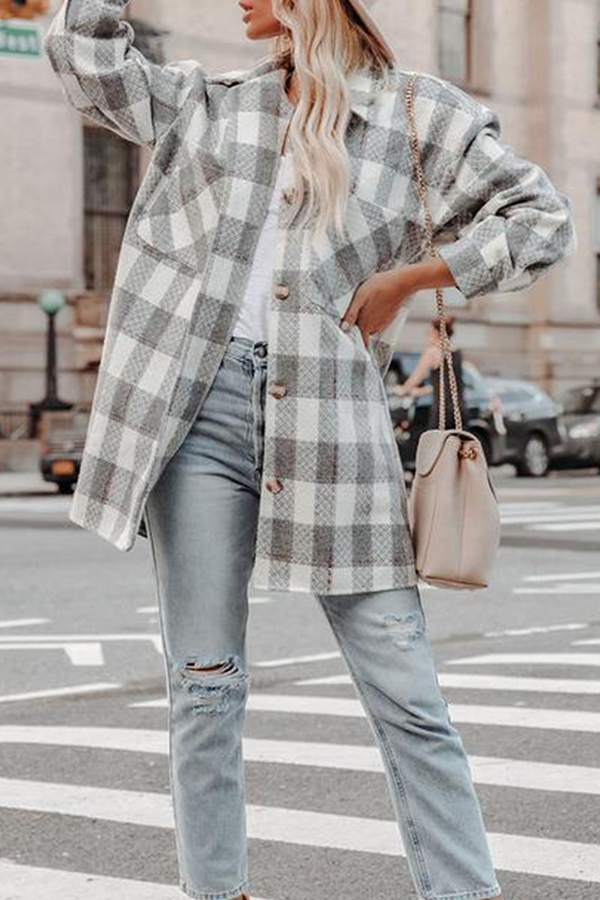 Casual en stijlvol Elegante en stijlvolle bovenkleding met geruite zak en gesp en kraag