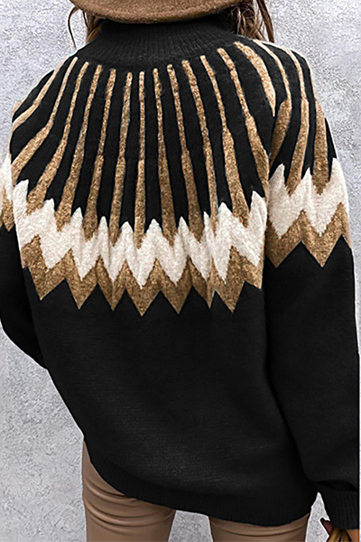 Casual en stijlvolle geometrische split joint contrasterende coltrui tops (4 kleuren)