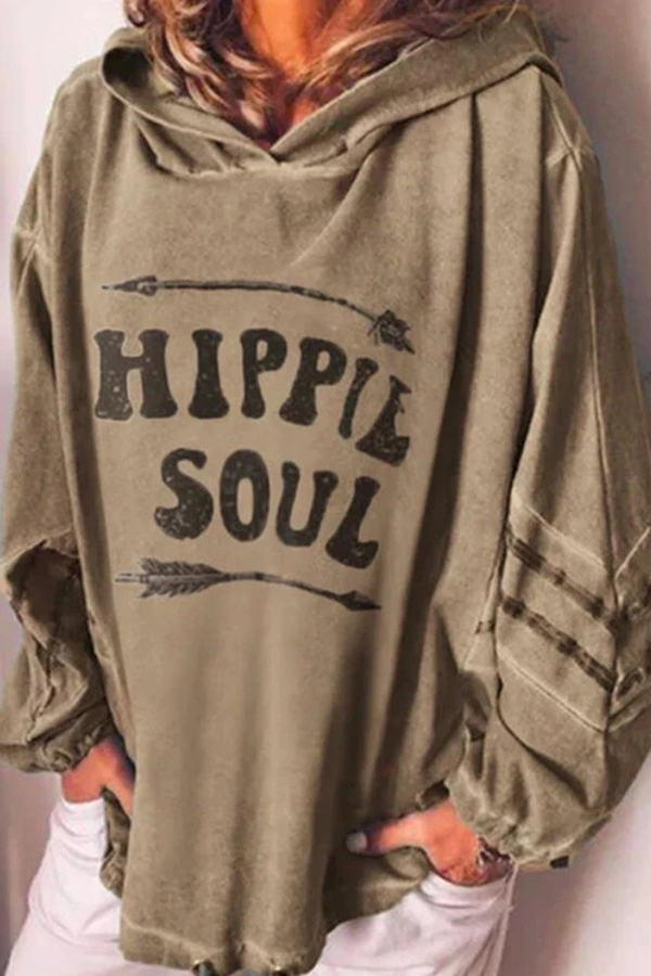 Casual en stijlvolle letters Basic tops met capuchon (4 kleuren)