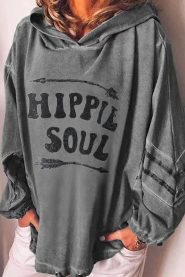 Casual en stijlvolle letters Basic tops met capuchon (4 kleuren)