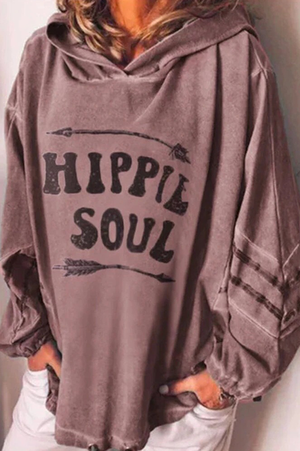 Casual en stijlvolle letters Basic tops met capuchon (4 kleuren)