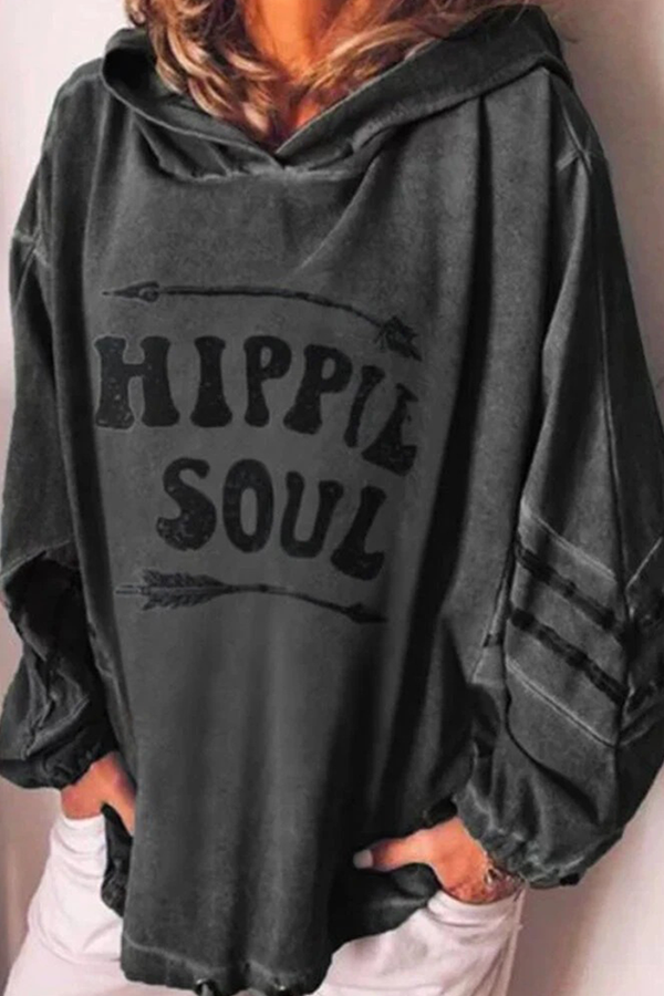 Casual en stijlvolle letters Basic tops met capuchon (4 kleuren)