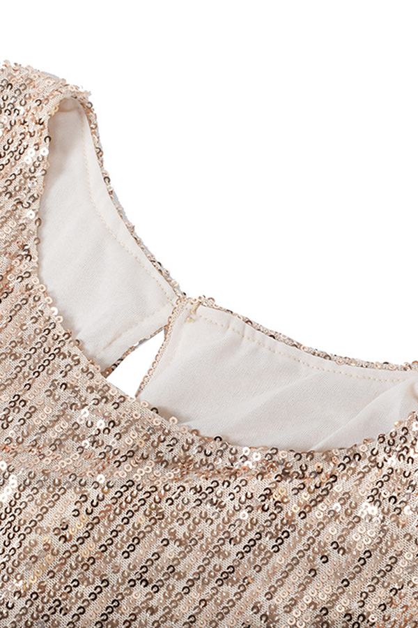 Elegant & Stylish Classic Solid With Belt Sequins O Neck A Line Dresses