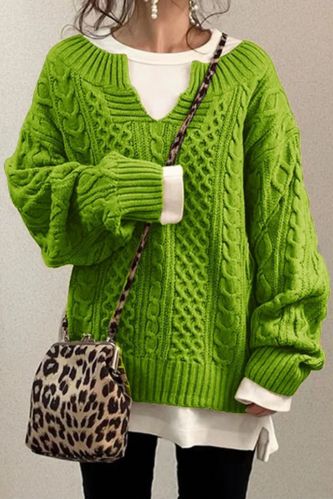 Suéter informal de parches lisos con cuello en V, moderno y versátil