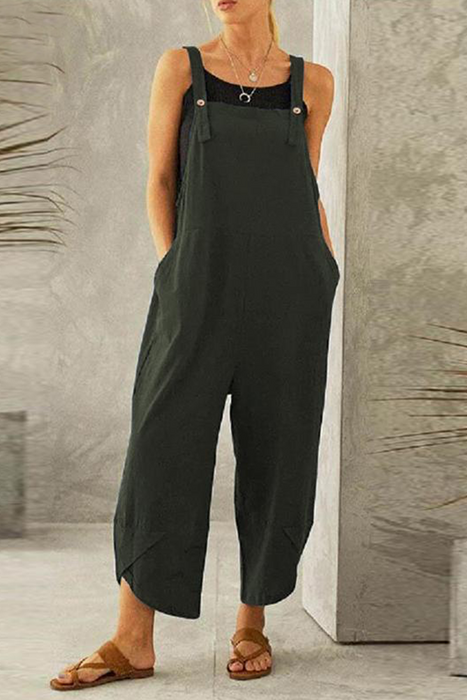 Casual & Stylish Classic Solid Buttons Capris Loose Jumpsuits(8 Colors)