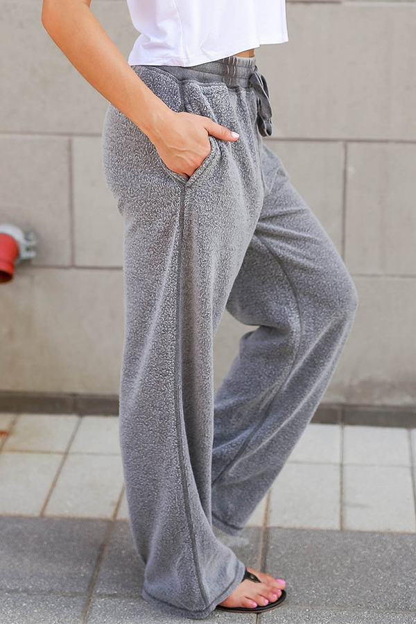 Casual & Stylish Classic Solid Draw String Pocket Loose Wide Leg Classic Solid Color Bottoms(5 Colors)