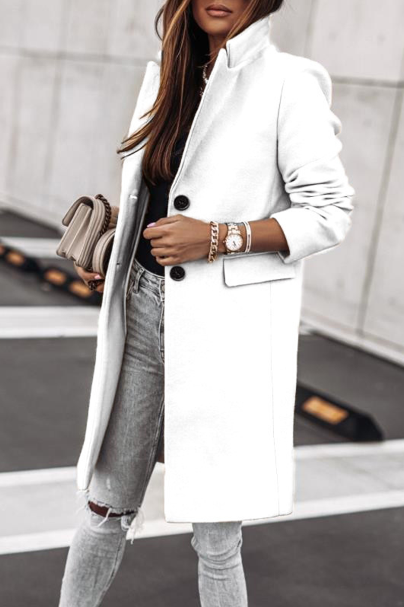 Fashion Elegant & Stylish Classic Solid Patchwork Buckle Turn-back Collar Outerwear(4 Colors)