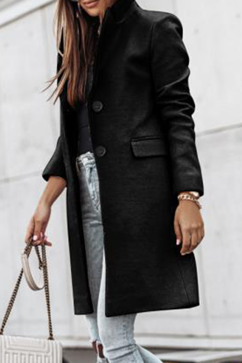 Fashion Elegant & Stylish Classic Solid Patchwork Buckle Turn-back Collar Outerwear(4 Colors)