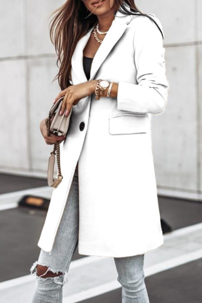 Fashion Elegant & Stylish Classic Solid Patchwork Buckle Turn-back Collar Outerwear(4 Colors)