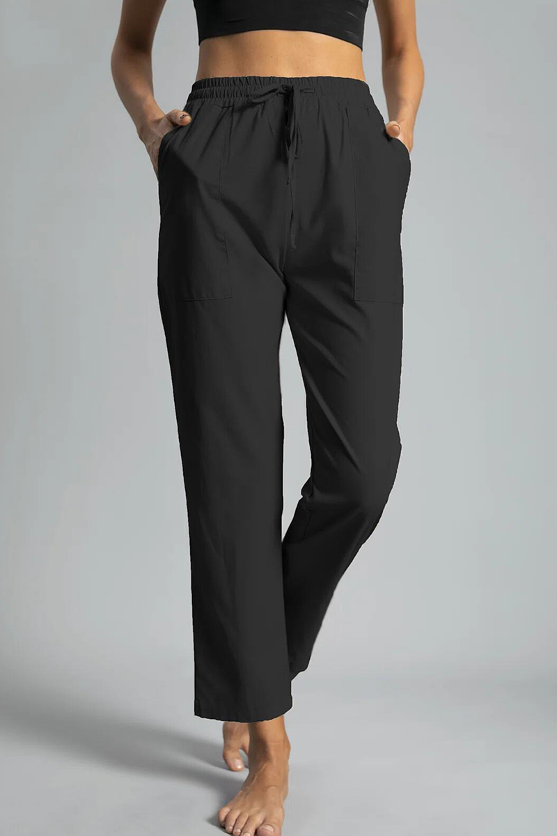 Casual & Stylish Classic Solid Draw String Pocket Straight Positioning Print Bottoms(5 Colors)