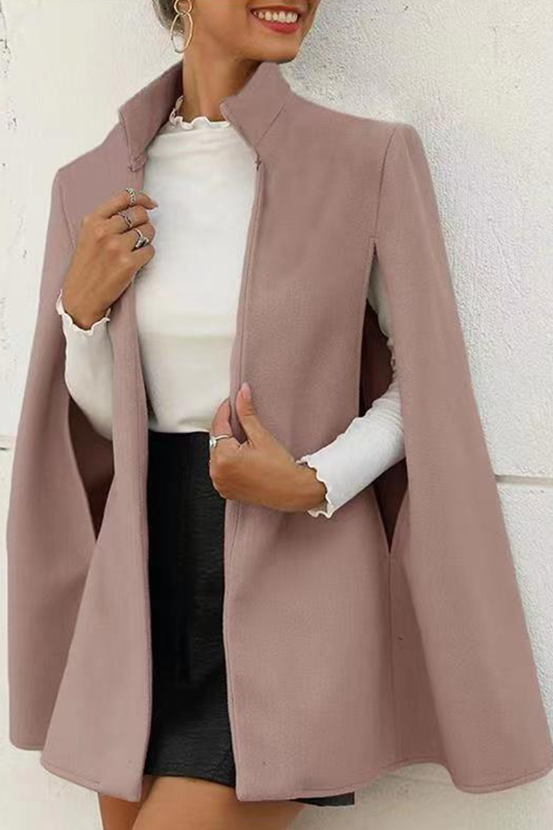 Fashion Elegant & Stylish Classic Solid Slit Asymmetrical Mandarin Collar Outerwear