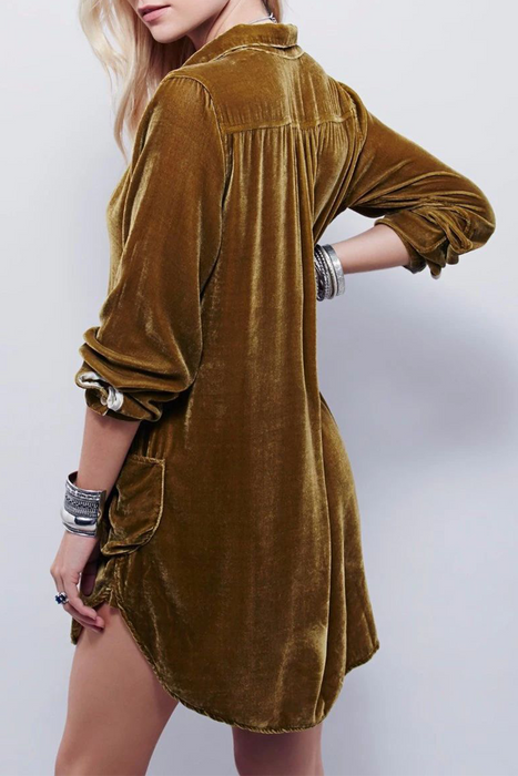 Casual & Stylish Classic Solid Patchwork Pocket Turndown Collar Shirt Dress Dresses(3 Colors)